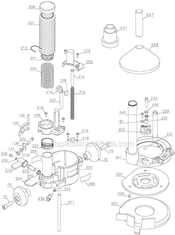 Black and Decker 8931 Type 2 Plunge Router Base Page A Diagram