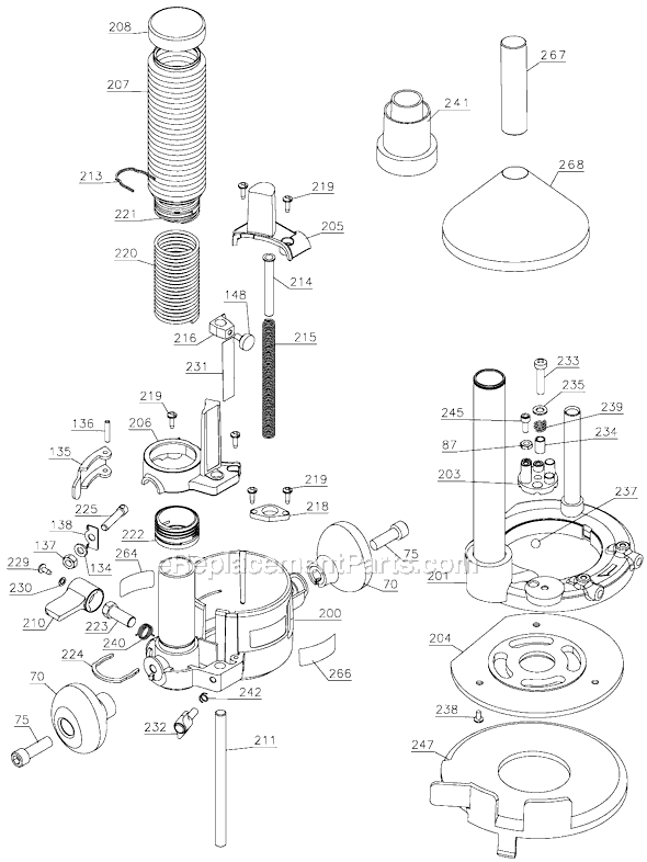 Black and Decker 8931 Type 3 Plunge Router Base Page A Diagram