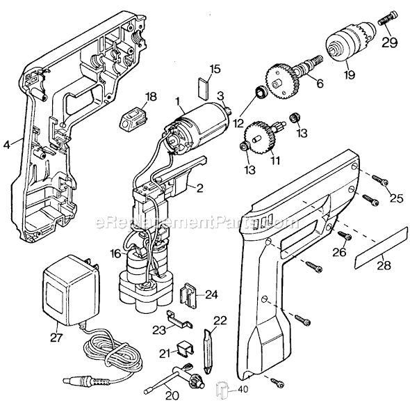 Black and Decker 9013-48 Type 1 Cordless 2 Speed Drill Page A Diagram