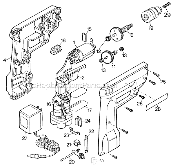 Black and Decker 9016 Type 3 3/8 Variable Speed Reversible Cordless Drill Page A Diagram