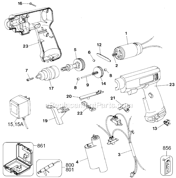 Black and Decker 9049KB Type 1 6 Volt 2 Speed Cordless Drill Page A Diagram