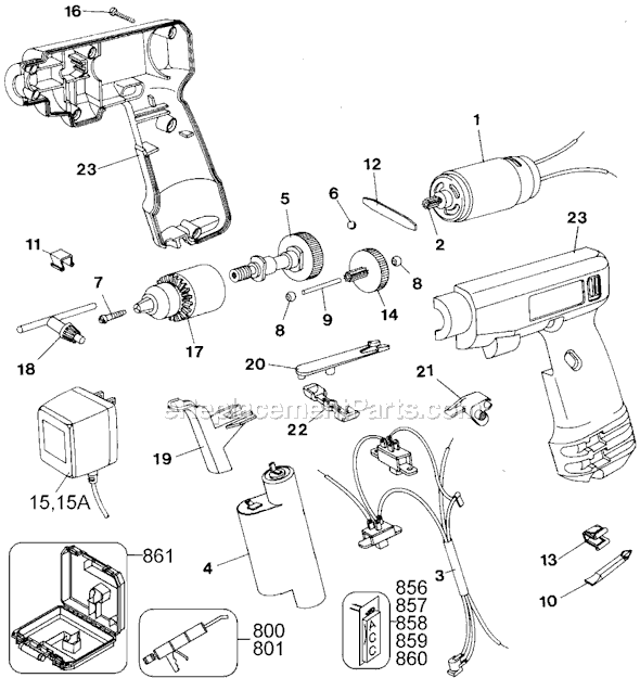 Black and Decker 9049 Type 3 5 Cell Cordless Drill Page A Diagram