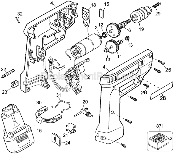 Black and Decker 9052KC Type 1 Cordless Drill Page A Diagram