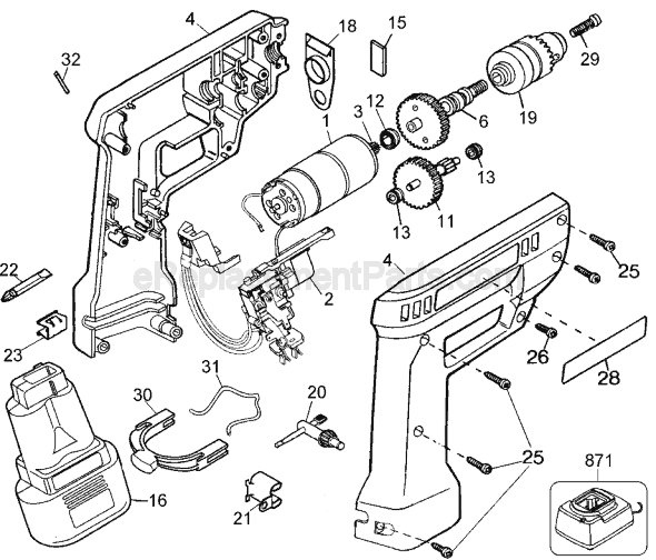 Black and Decker 9052 Type 2 Cordless Drill Page A Diagram