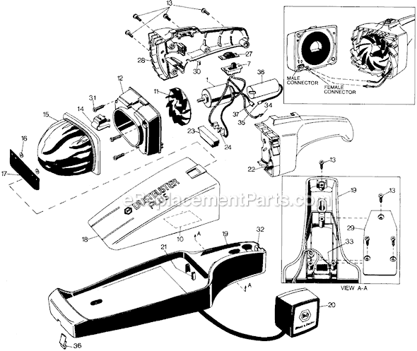 Black and Decker 9333 Type 1 Dustbuster Plus Page A Diagram