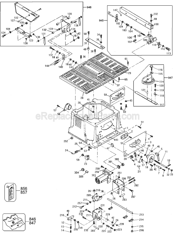 Black and Decker 9442 Type 1 Table Saw Page A Diagram