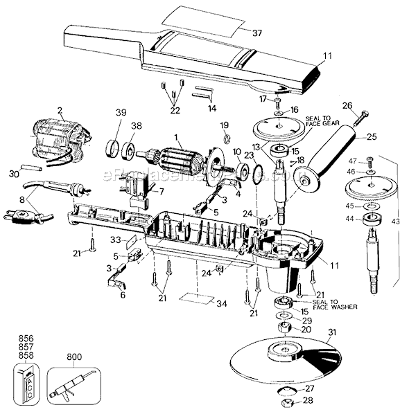 Black and Decker 9531S Type 2 7 Right Angle Sander Page A Diagram
