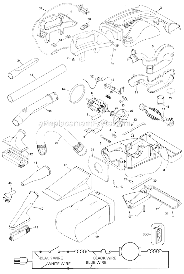 Black and Decker AC8000 Type 1 Corded Vacuum Page A Diagram