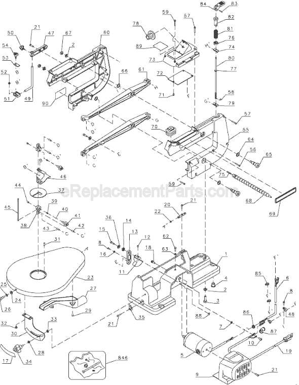 Black and Decker BT4000 Type 1 Scroll Saw Page A Diagram
