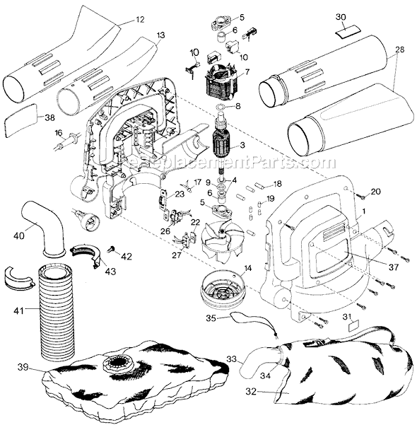 Black and Decker BV2000 Type 1 Super Vacuum N Mulch Page A Diagram