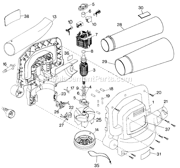 Black and Decker BV400 Type 4 Blower / Vacuum Page A Diagram