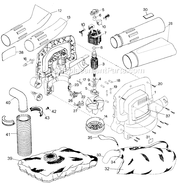 Black and Decker BV500 Type 1 Blower / Vacuum Page A Diagram