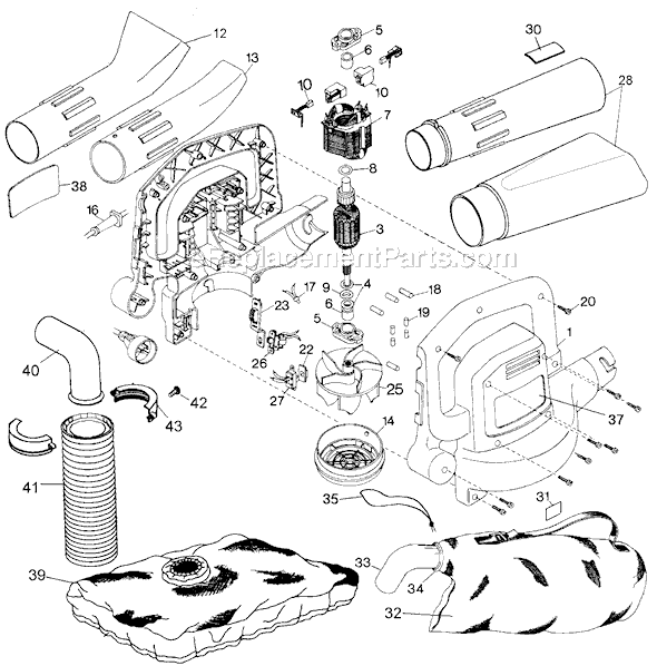 Black and Decker BV500 Type 3 Blower / Vacuum Page A Diagram