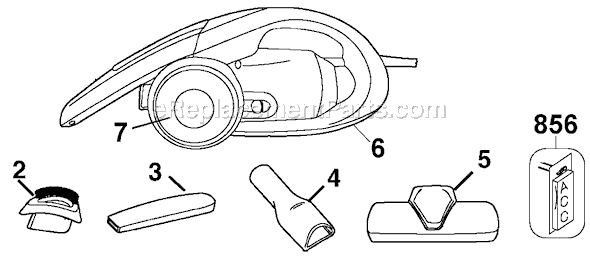 Black and Decker CCV1000 Type 1 Corded Hand Vacuum Page A Diagram
