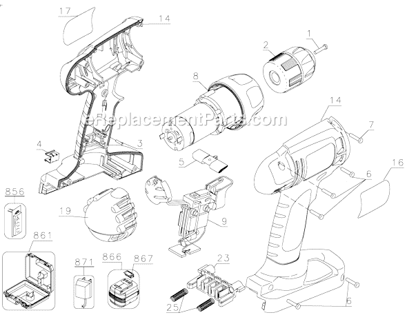 Black and Decker CD140S Type 3 14.4 Volt Cordless Drill Page A Diagram
