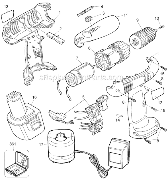 Black and Decker CD1800 Type 2 18 Volt Drill Page A Diagram