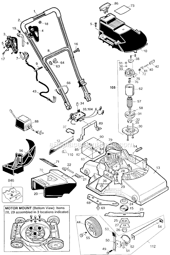 Black and Decker CMM625 Type 1 Cordless Mulch Mower Page A Diagram