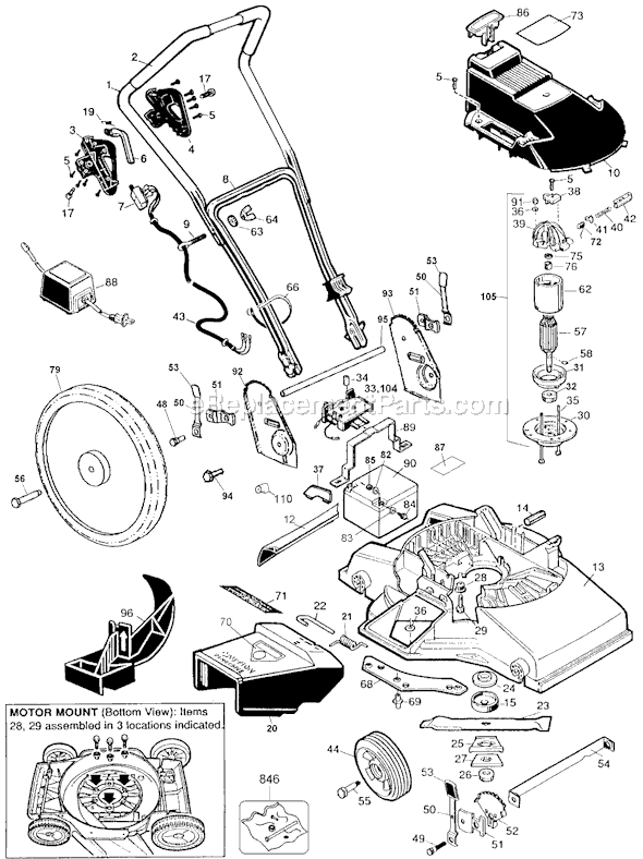 Black and Decker CMM630 Type 1 18 High Wheel Cordless Mower Page A Diagram