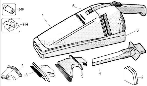 Black and Decker DB225 Type 1 Dustbuster Page A Diagram