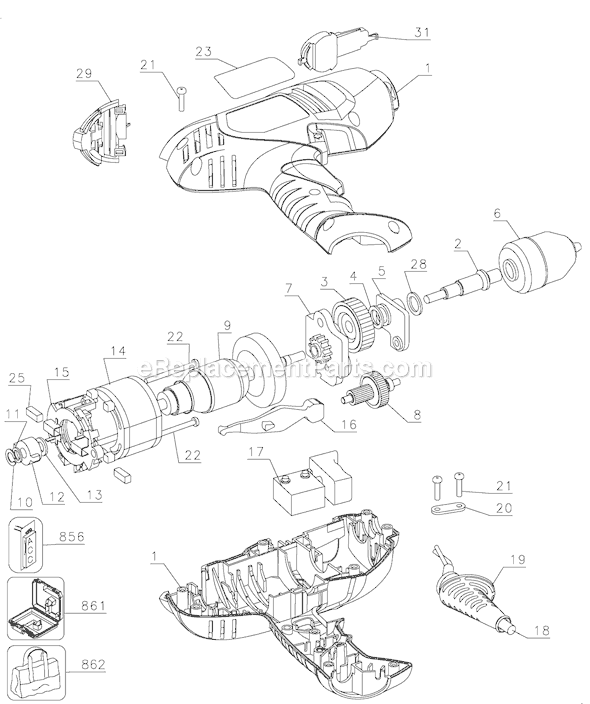 Black and Decker DR201BA Type 3 3/8 Drill Page A Diagram