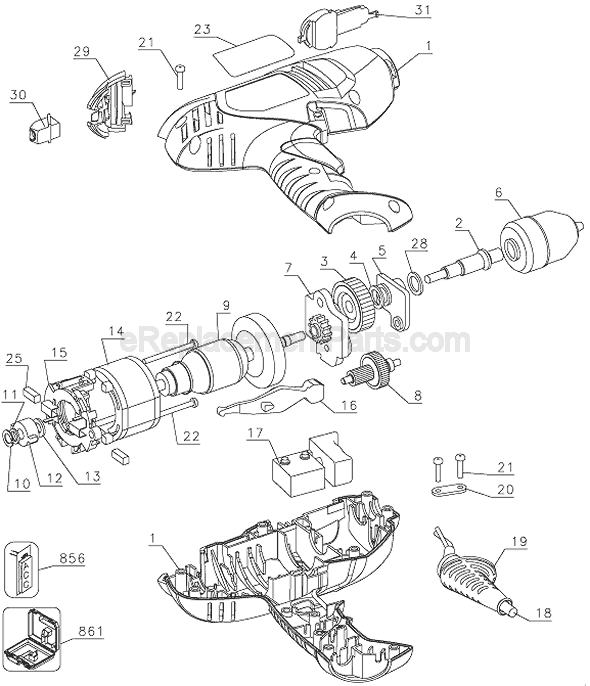 Black and Decker DR201 Type 1 Drill Page A Diagram