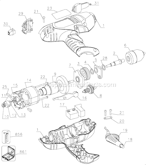Black and Decker DR202BA Type 3 3/8 Drill Page A Diagram