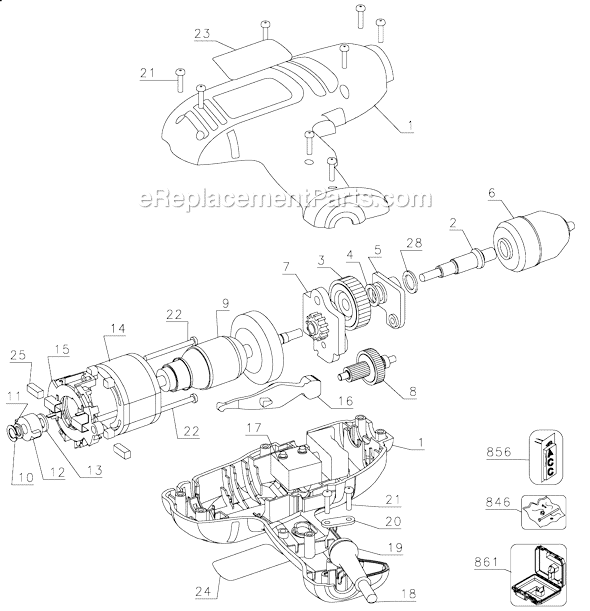 Black and Decker DR210 Type 3 3/8 Variable Speed Reversible Drill Page A Diagram