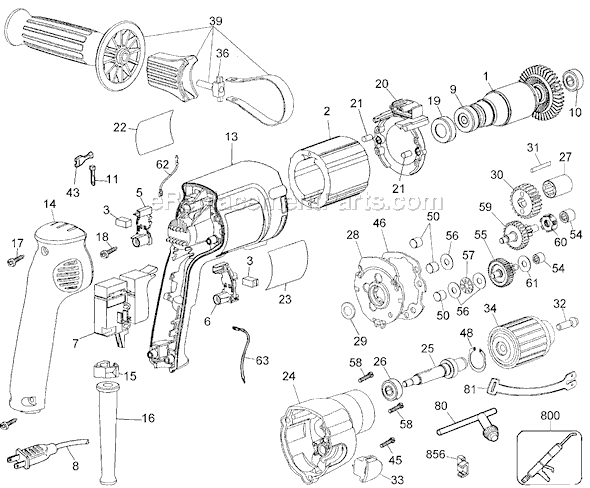 Black and Decker ET1275 Type 1 1/2 Inch Drill 0-600 RPM Page A Diagram