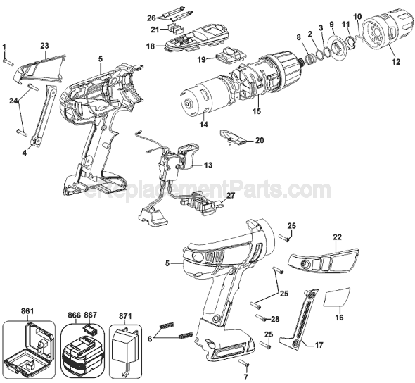 Black and Decker FS1400D-2 Type 1 Drill Page A Diagram