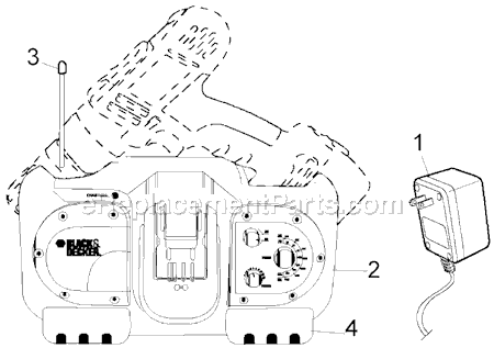 Black and Decker FS18RC Type 1 18 Volt Radio / Charger Page A Diagram