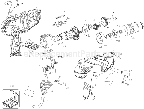 Black and Decker FS6000FD Type 1 Drill Page A Diagram