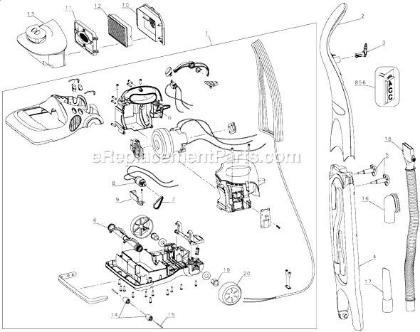 Black and Decker FV5000 Type 1 Floor Vacuum Page A Diagram
