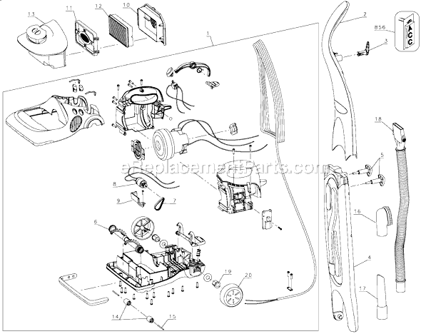 Black and Decker FV7000 Type 1 Floor Vacuum Page A Diagram