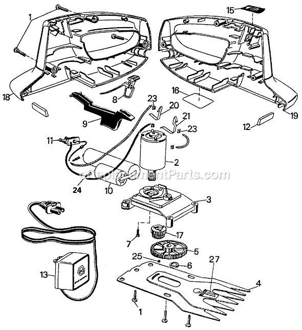 Black and Decker GS300S Type 3 Grass Shear  Page A Diagram