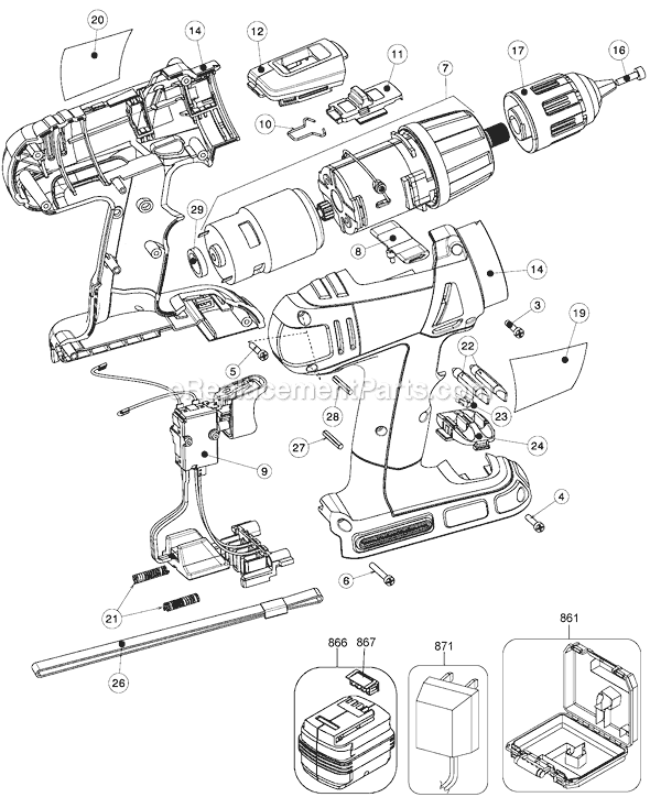 Black and Decker HPD18A Type 1 18 Volt Drill With Access Page A Diagram