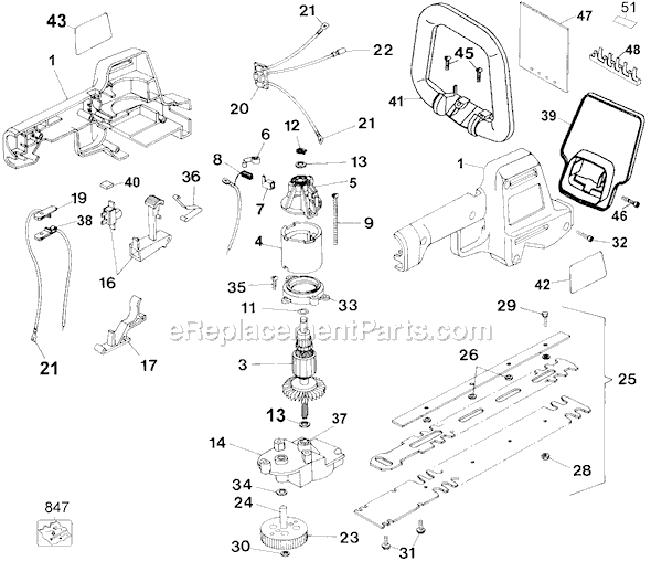 Black and Decker HS1000 Type 2 Hedge Saw Page A Diagram