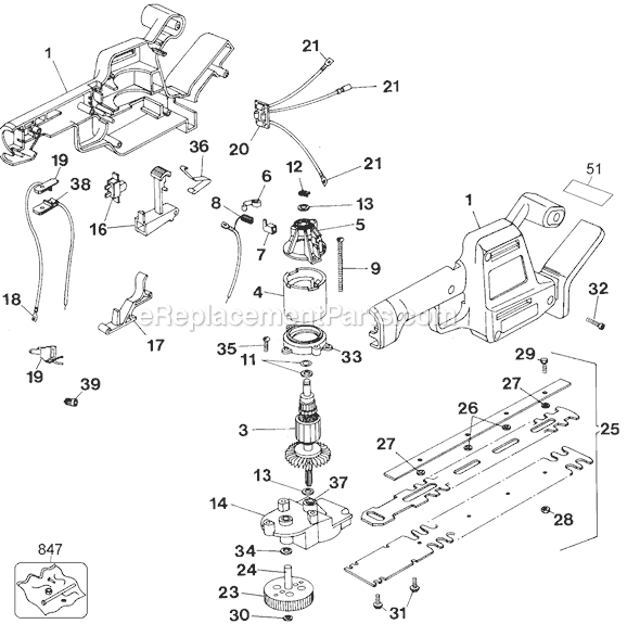 Black and Decker HT200-04 Type 2 13 Hedge Trimmer Page A Diagram