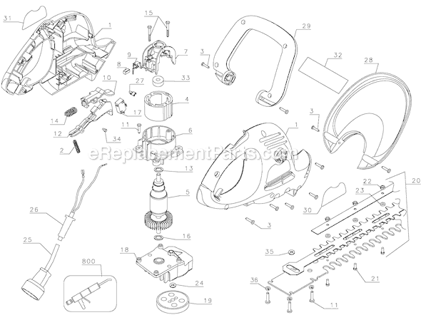 Black and Decker HT2000 Type 2 20 Hedge Trimmer Page A Diagram