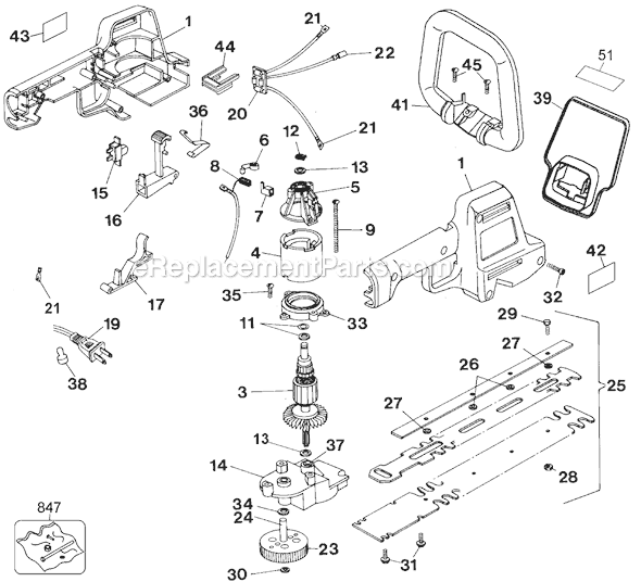 Black and Decker HT400-04 Type 1 18 Hedge Trimmer Page A Diagram