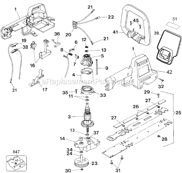 Black and Decker HT400 Type 2 18 Hedge Trimmer Page A Diagram