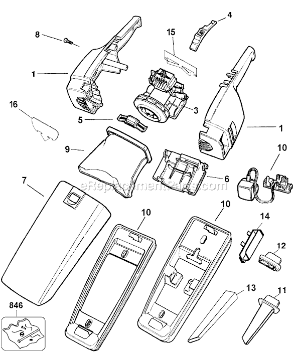 Black and Decker HV2000 Type 1 Hand Vacuum Page A Diagram