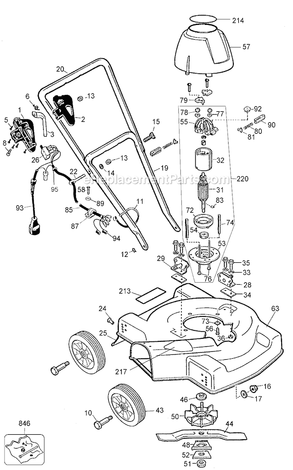 Black and Decker LM100 Type 1 Steel Deck Mower Page A Diagram