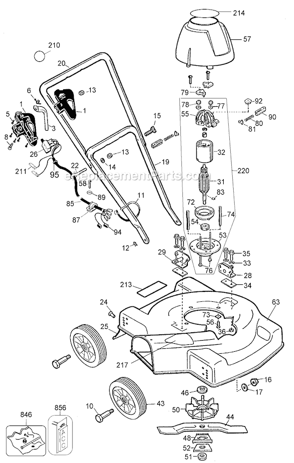 Black and Decker LM100 Type 3 Steel Deck Mower Page A Diagram