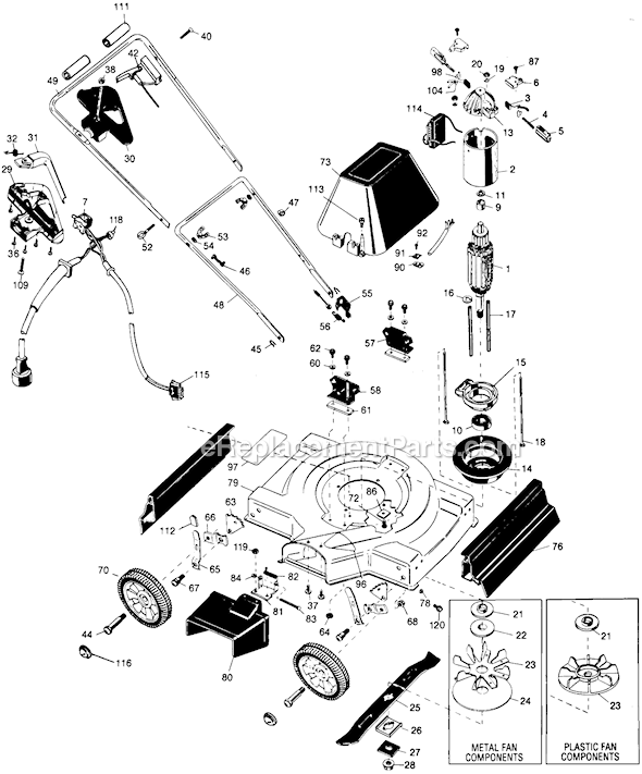 Black and Decker LM1820 Type 1 18 Electric Lawn Mower Page A Diagram