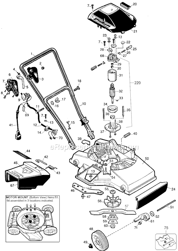 Black and Decker M100 Type 1 18 Inch Mower Page A Diagram