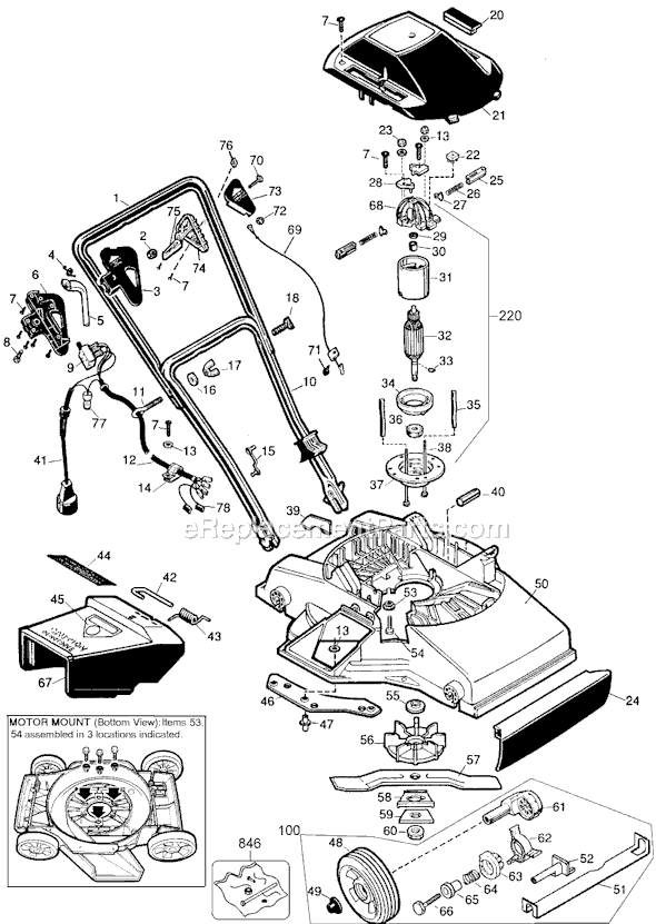 Black and Decker M200 Type 3 Flip Over Handle Mower Page A Diagram