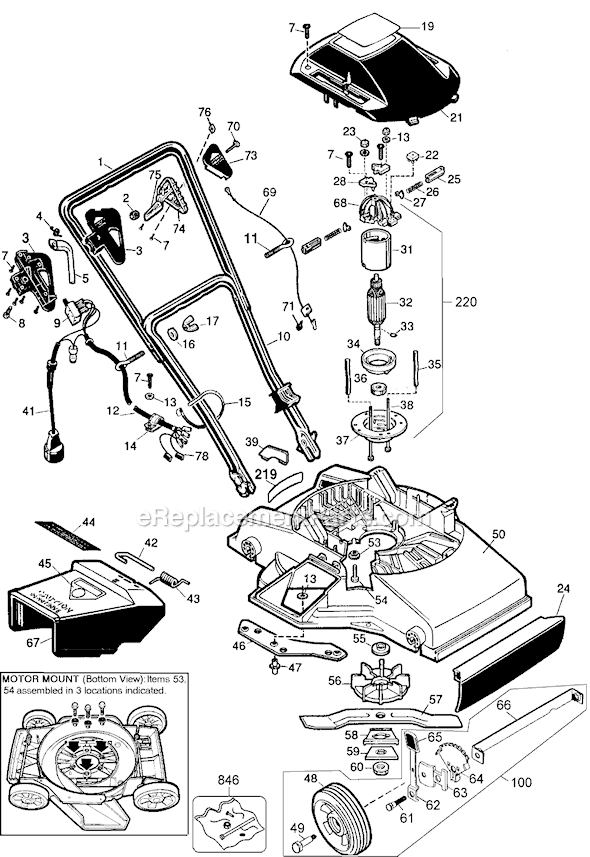 Black and Decker M200 Type 6 Flip Over Handle Mower Page A Diagram