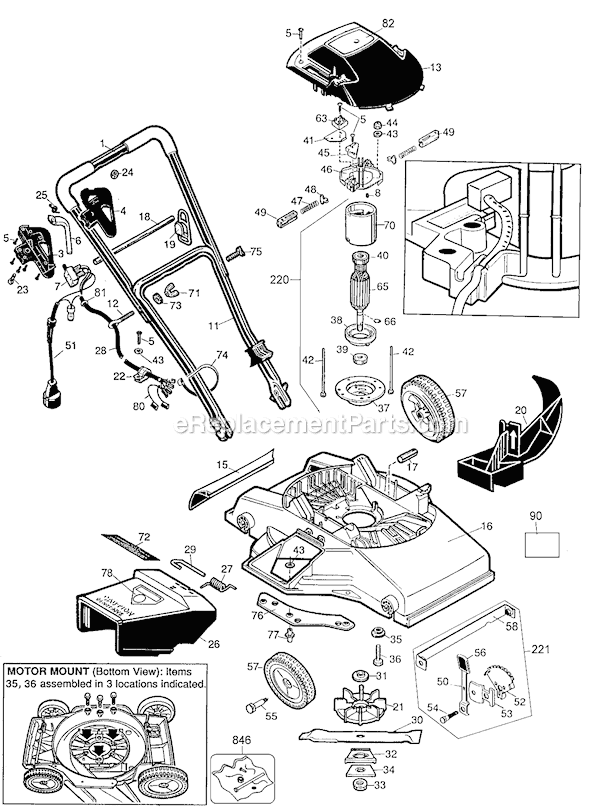 Black and Decker MM525 Type 1 Corded Mulch Mower Page A Diagram