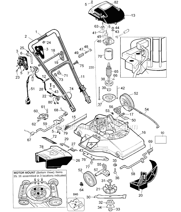 Black and Decker MM550 Type 3 12 Amp Mulch Mower Page A Diagram