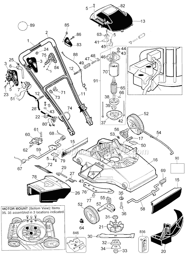 Black and Decker MM600S Type 2 18 Electric Mower  Page A Diagram